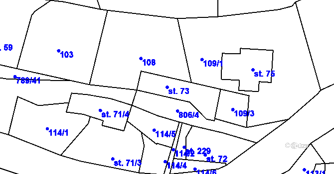Parcela st. 73 v KÚ Merklovice, Katastrální mapa