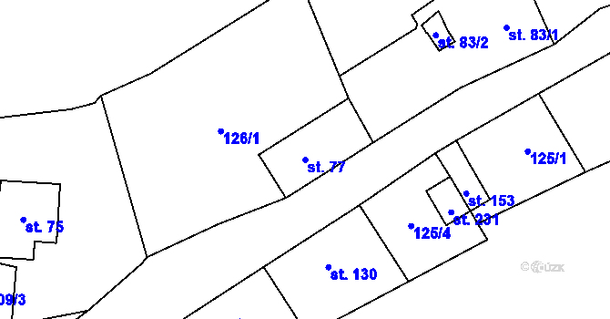 Parcela st. 77 v KÚ Merklovice, Katastrální mapa
