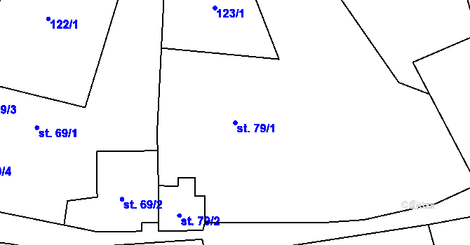 Parcela st. 79/1 v KÚ Merklovice, Katastrální mapa