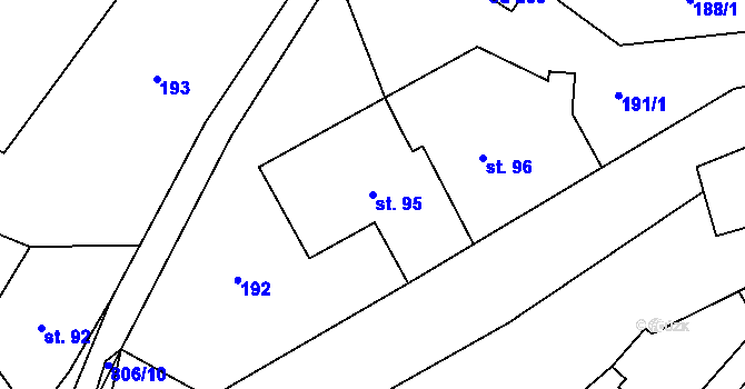 Parcela st. 95 v KÚ Merklovice, Katastrální mapa