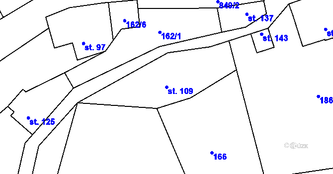 Parcela st. 109 v KÚ Merklovice, Katastrální mapa