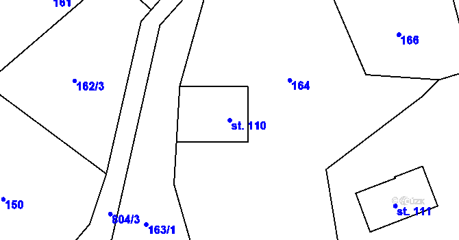 Parcela st. 110 v KÚ Merklovice, Katastrální mapa
