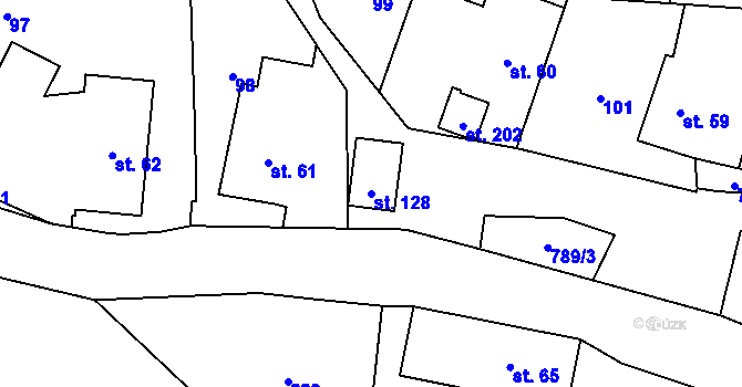 Parcela st. 128 v KÚ Merklovice, Katastrální mapa