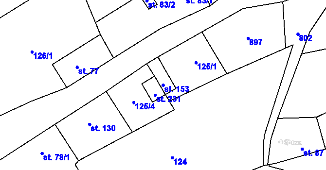 Parcela st. 153 v KÚ Merklovice, Katastrální mapa
