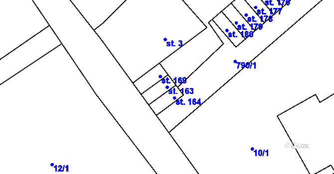 Parcela st. 163 v KÚ Merklovice, Katastrální mapa