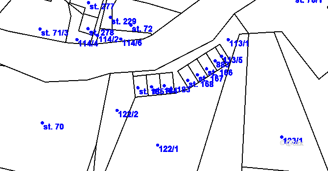 Parcela st. 183 v KÚ Merklovice, Katastrální mapa
