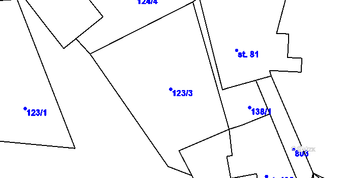 Parcela st. 123/3 v KÚ Merklovice, Katastrální mapa