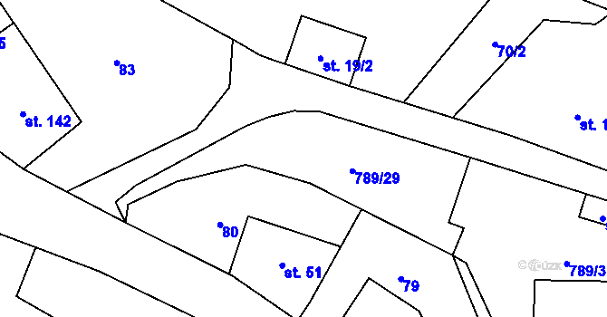 Parcela st. 789/29 v KÚ Merklovice, Katastrální mapa