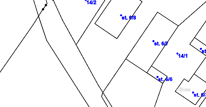 Parcela st. 14/12 v KÚ Merklovice, Katastrální mapa