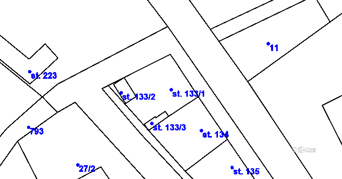 Parcela st. 133/1 v KÚ Merklovice, Katastrální mapa