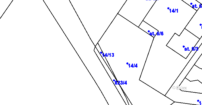 Parcela st. 14/13 v KÚ Merklovice, Katastrální mapa