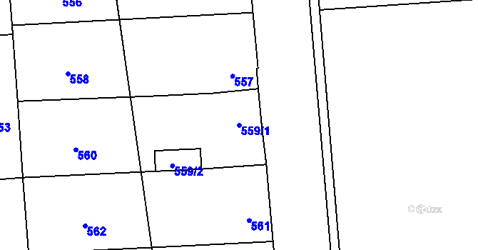 Parcela st. 559/1 v KÚ Měrovice nad Hanou, Katastrální mapa