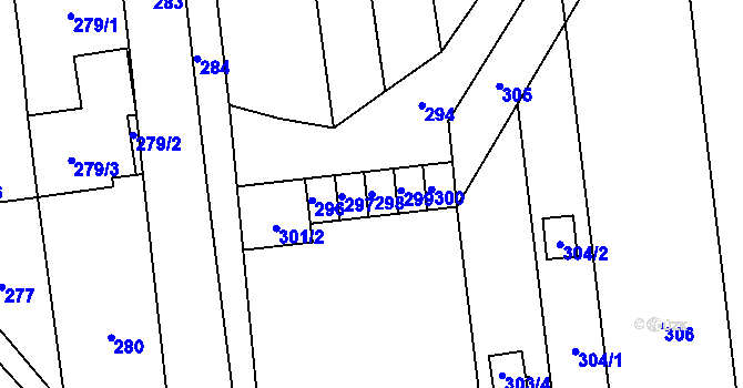 Parcela st. 298 v KÚ Měrovice nad Hanou, Katastrální mapa