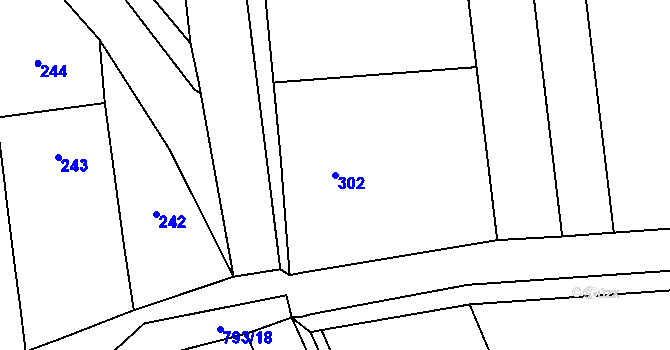 Parcela st. 302 v KÚ Měrovice nad Hanou, Katastrální mapa