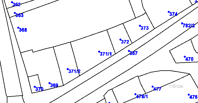 Parcela st. 371/1 v KÚ Měrovice nad Hanou, Katastrální mapa