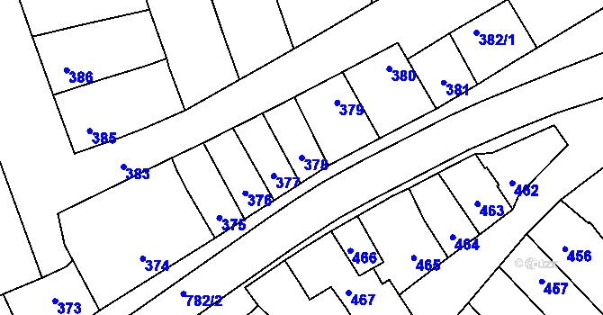 Parcela st. 378 v KÚ Měrovice nad Hanou, Katastrální mapa