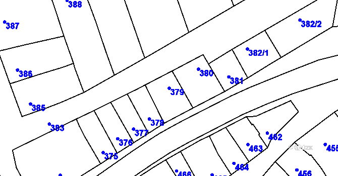 Parcela st. 379 v KÚ Měrovice nad Hanou, Katastrální mapa
