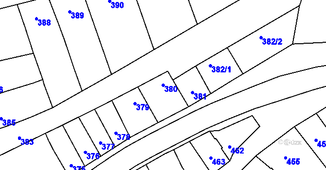 Parcela st. 380 v KÚ Měrovice nad Hanou, Katastrální mapa