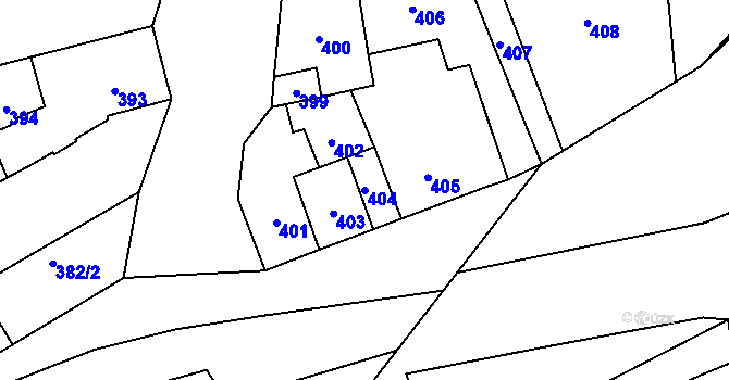 Parcela st. 404 v KÚ Měrovice nad Hanou, Katastrální mapa