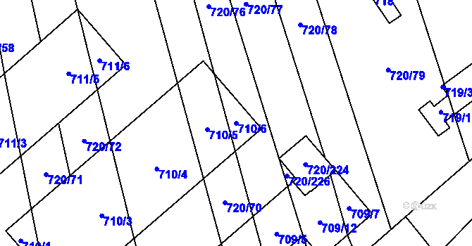 Parcela st. 710/6 v KÚ Měrovice nad Hanou, Katastrální mapa