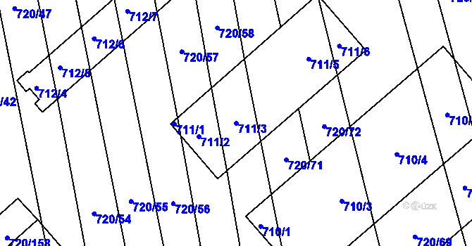Parcela st. 711/3 v KÚ Měrovice nad Hanou, Katastrální mapa