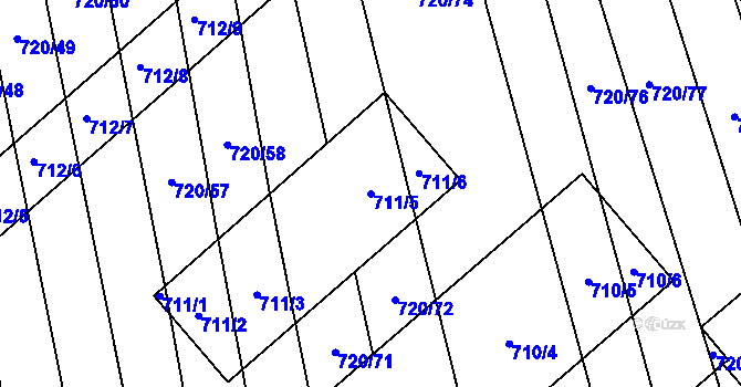 Parcela st. 711/5 v KÚ Měrovice nad Hanou, Katastrální mapa