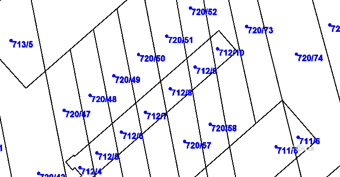 Parcela st. 712/8 v KÚ Měrovice nad Hanou, Katastrální mapa