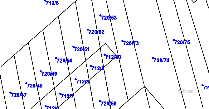 Parcela st. 712/10 v KÚ Měrovice nad Hanou, Katastrální mapa