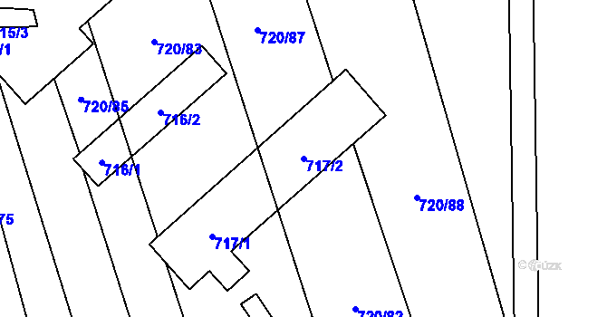 Parcela st. 717/2 v KÚ Měrovice nad Hanou, Katastrální mapa