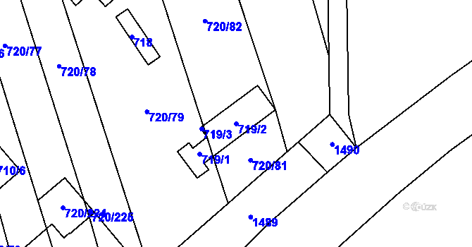 Parcela st. 719/2 v KÚ Měrovice nad Hanou, Katastrální mapa