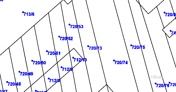 Parcela st. 720/73 v KÚ Měrovice nad Hanou, Katastrální mapa