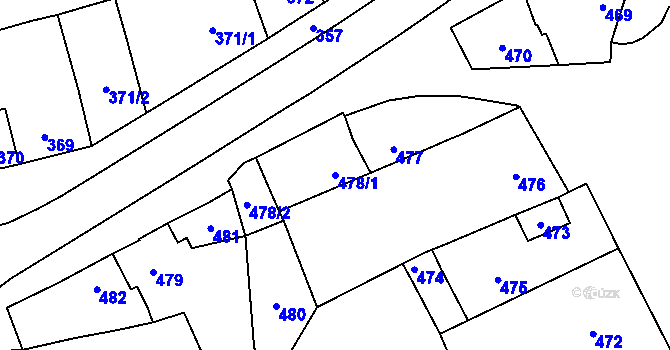 Parcela st. 478/1 v KÚ Měrovice nad Hanou, Katastrální mapa