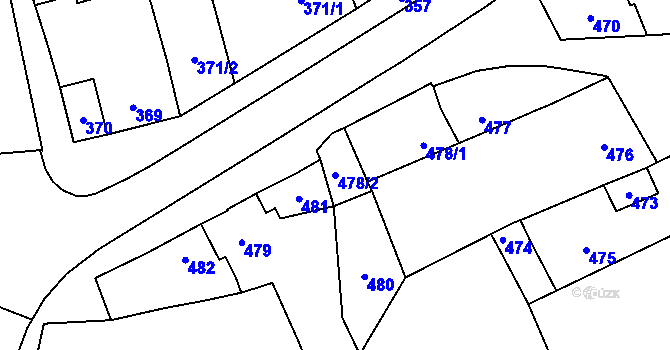Parcela st. 478/2 v KÚ Měrovice nad Hanou, Katastrální mapa