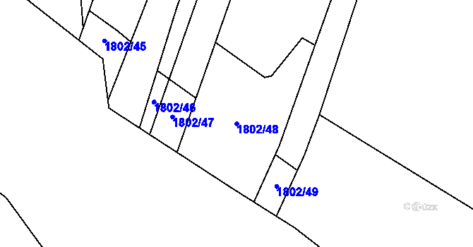 Parcela st. 1802/48 v KÚ Měrovice nad Hanou, Katastrální mapa