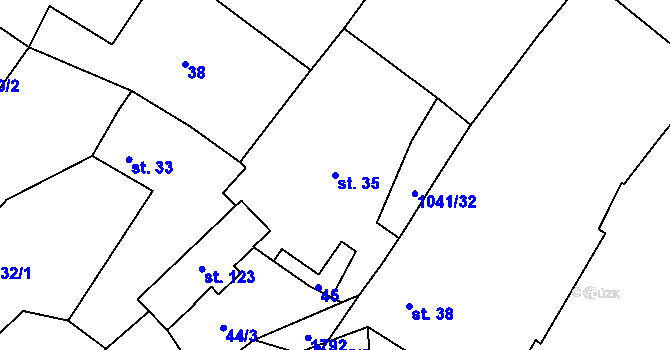 Parcela st. 35 v KÚ Měrunice, Katastrální mapa