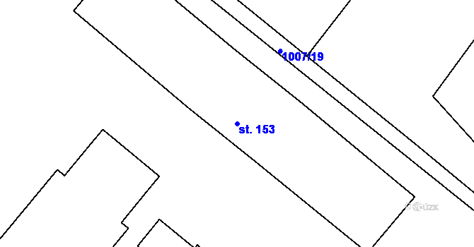 Parcela st. 153 v KÚ Měrunice, Katastrální mapa