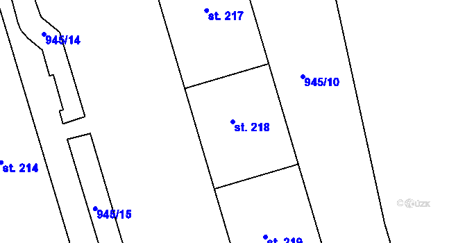Parcela st. 218 v KÚ Měrunice, Katastrální mapa