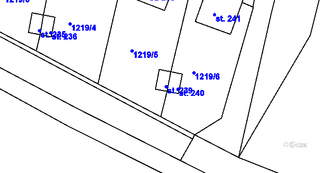 Parcela st. 239 v KÚ Měrunice, Katastrální mapa