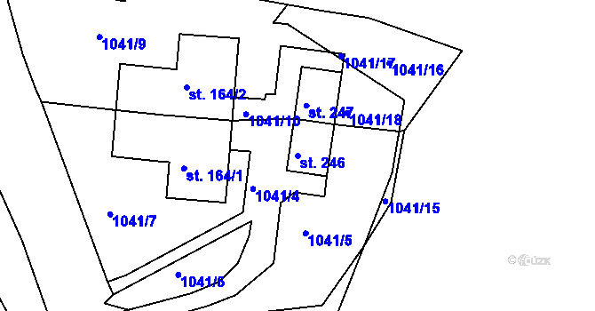 Parcela st. 246 v KÚ Měrunice, Katastrální mapa