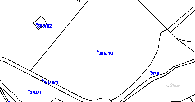 Parcela st. 395/10 v KÚ Měrunice, Katastrální mapa