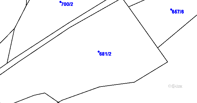Parcela st. 681/2 v KÚ Měrunice, Katastrální mapa