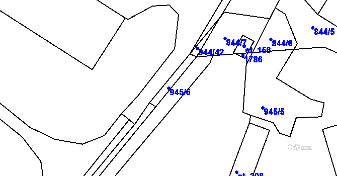 Parcela st. 945/6 v KÚ Měrunice, Katastrální mapa