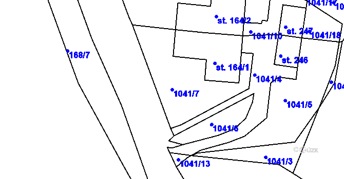 Parcela st. 1041/7 v KÚ Měrunice, Katastrální mapa