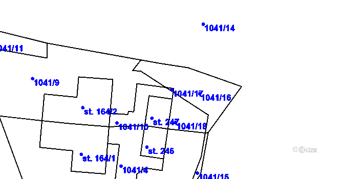 Parcela st. 1041/17 v KÚ Měrunice, Katastrální mapa