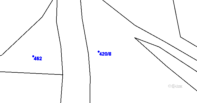 Parcela st. 420/8 v KÚ Měrunice, Katastrální mapa