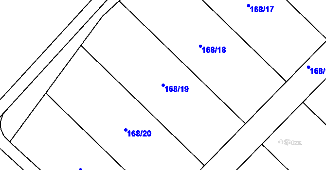 Parcela st. 168/19 v KÚ Měrunice, Katastrální mapa