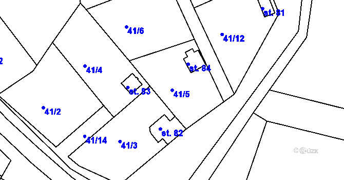Parcela st. 41/5 v KÚ Žichov, Katastrální mapa