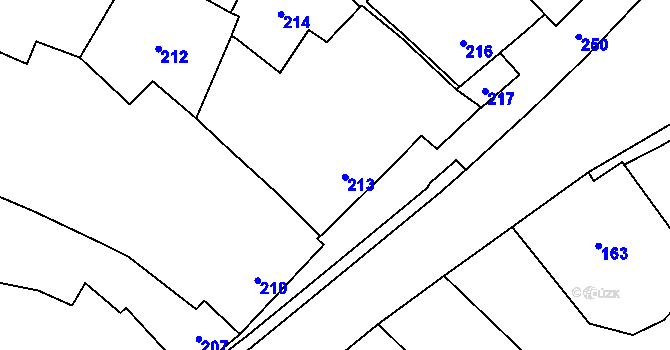 Parcela st. 213 v KÚ Měřín, Katastrální mapa
