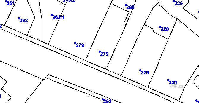 Parcela st. 279 v KÚ Měřín, Katastrální mapa