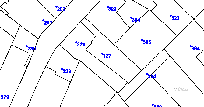 Parcela st. 327 v KÚ Měřín, Katastrální mapa